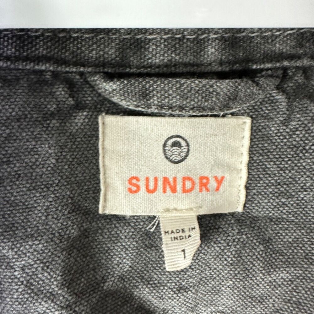 Sundry Women's‎ 1 Denim Jacket Moto Military Gray Distressed Button Up - Picture 3 of 8